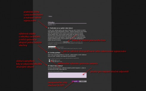 Ukázka všech tří typů otázek, na které narazíte v kurzu. Nezapomeňte, že ať už odpovíte na jednu, dvě či více otázek, vždy musíte kliknout na odkaz ULOŽIT. Jinak se vaše odpovědi nezapíší do systému!